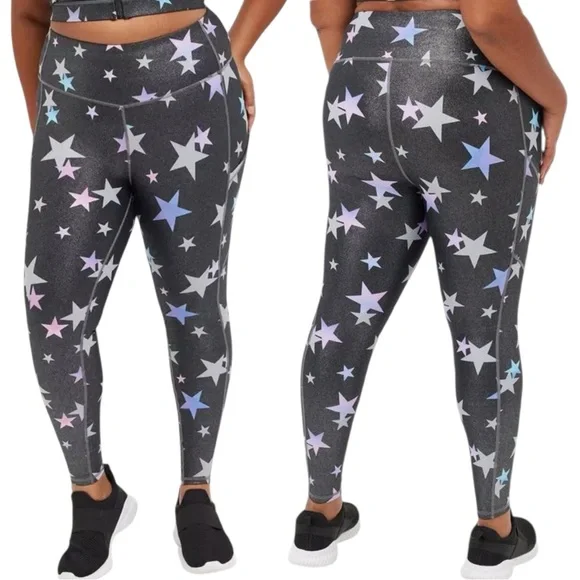 Torrid Active Set: Performance Core Leggings & Purple Off Shoulder Wicking Tee 2 - Picture 7 of 15